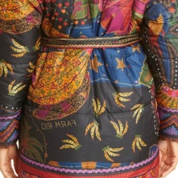 Farm Rio Crazy Mix Reversible Puffer Jacket Dopamine Tropical - Picture 8 of 13